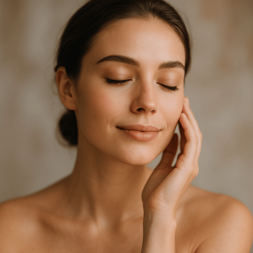alt_text : Visage harmonieux et naturel, évoquant bien-être et beauté, dans une ambiance douce et apaisante.
